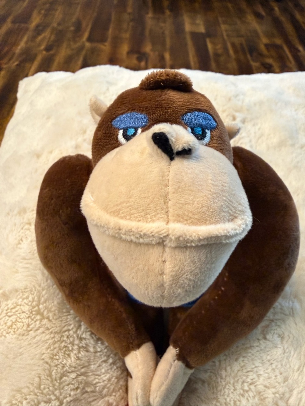 🍒 Bobo Bonobo gym plush monkey. blue brown cream